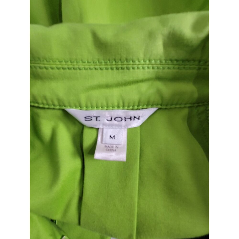 St. John Women Double Breasted Coat Blazer Jacket Medium Green 3/4 Sleeve Career - Picture 3 of 8